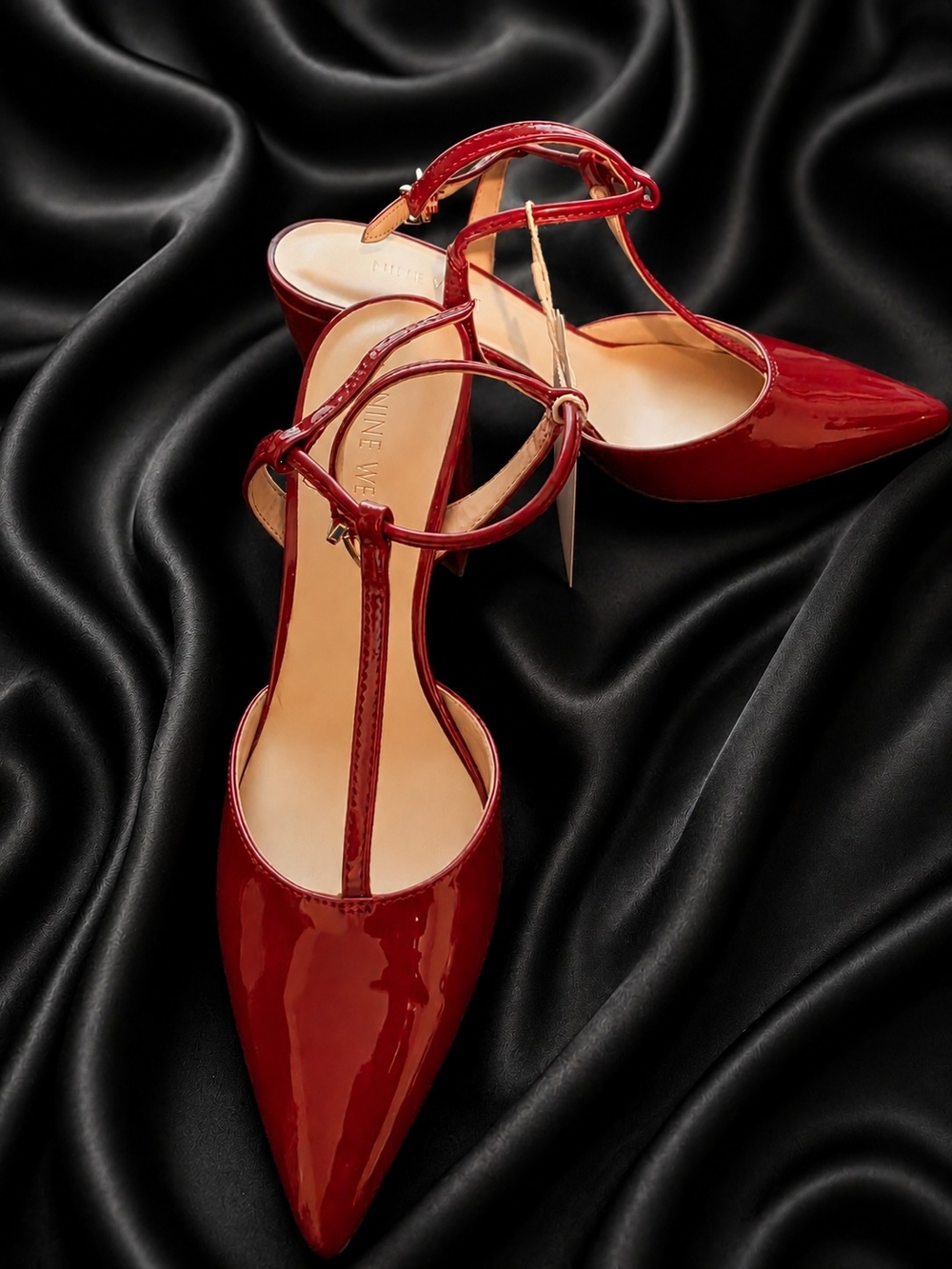Nine West Red Patent Pointed-Toe T-Strap Slingbacks  NWOT - Picture 5 of 6